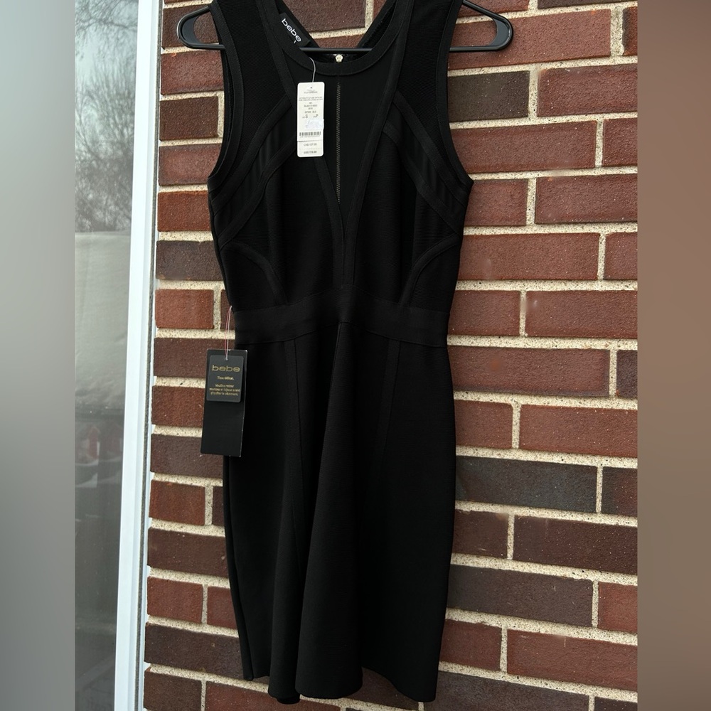 Bebe Black mini dress with zipper detail